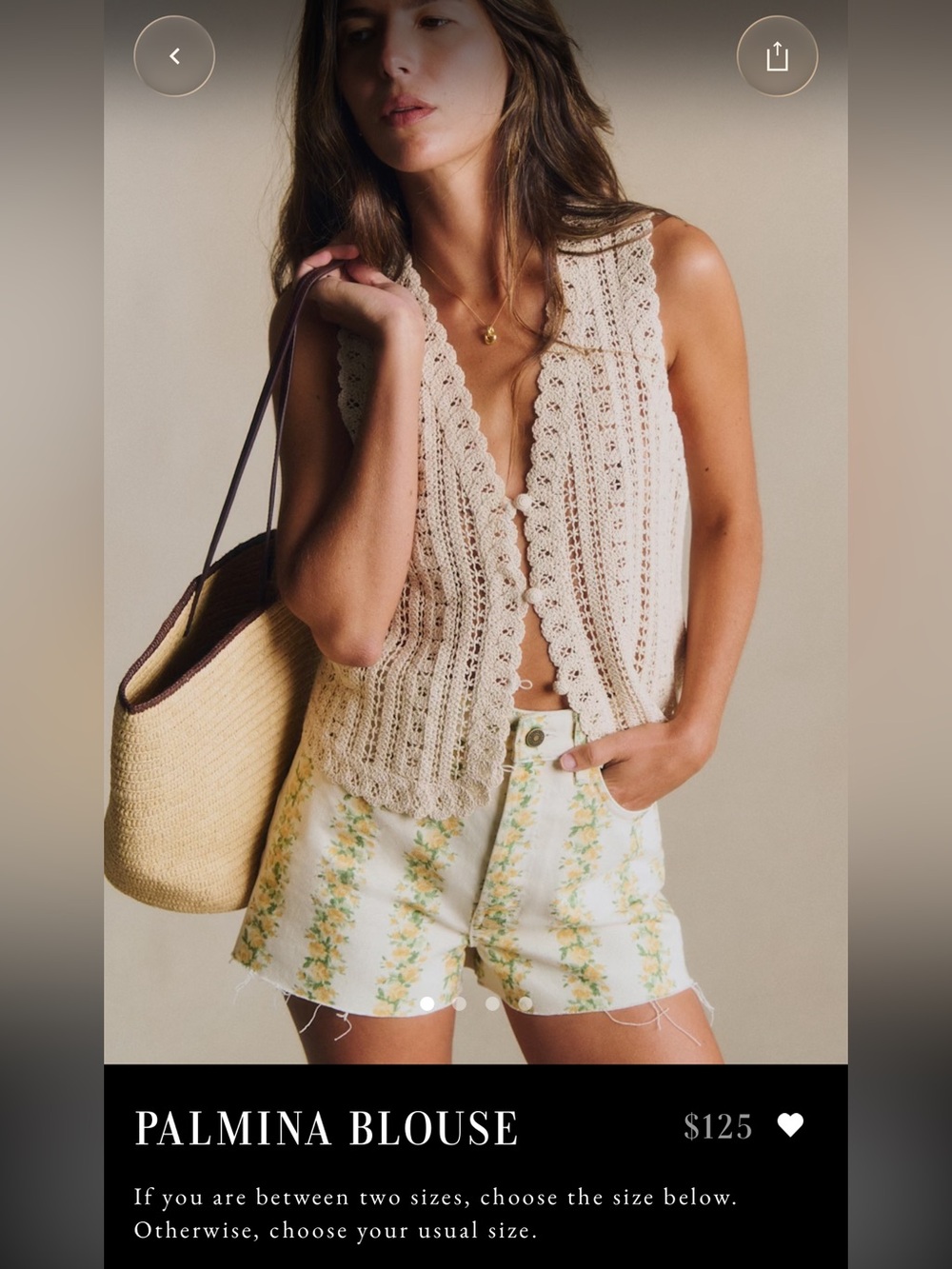 Palmina Crochet Tank Top — Cream